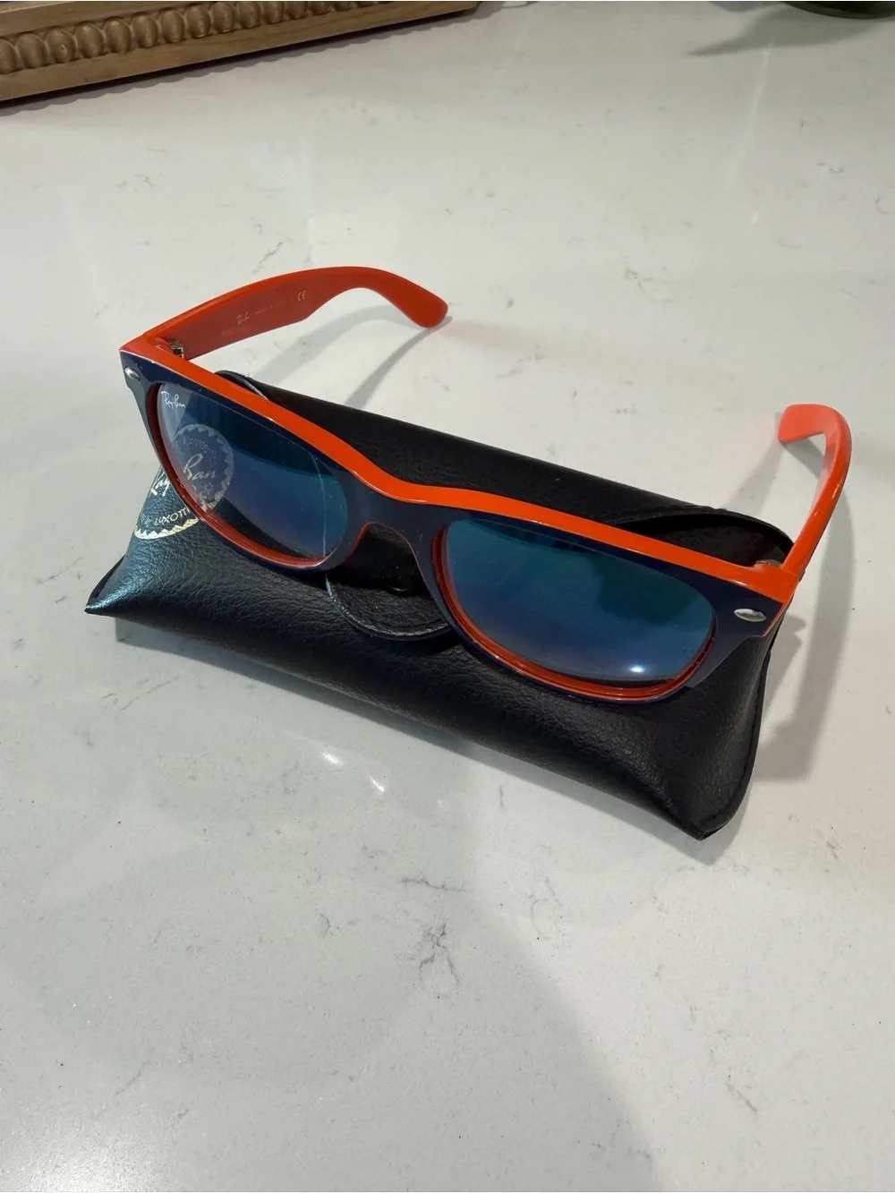 Ray-Ban Men's Two-Tone Navy and Orange Wayfarer Sunglasses w/ case